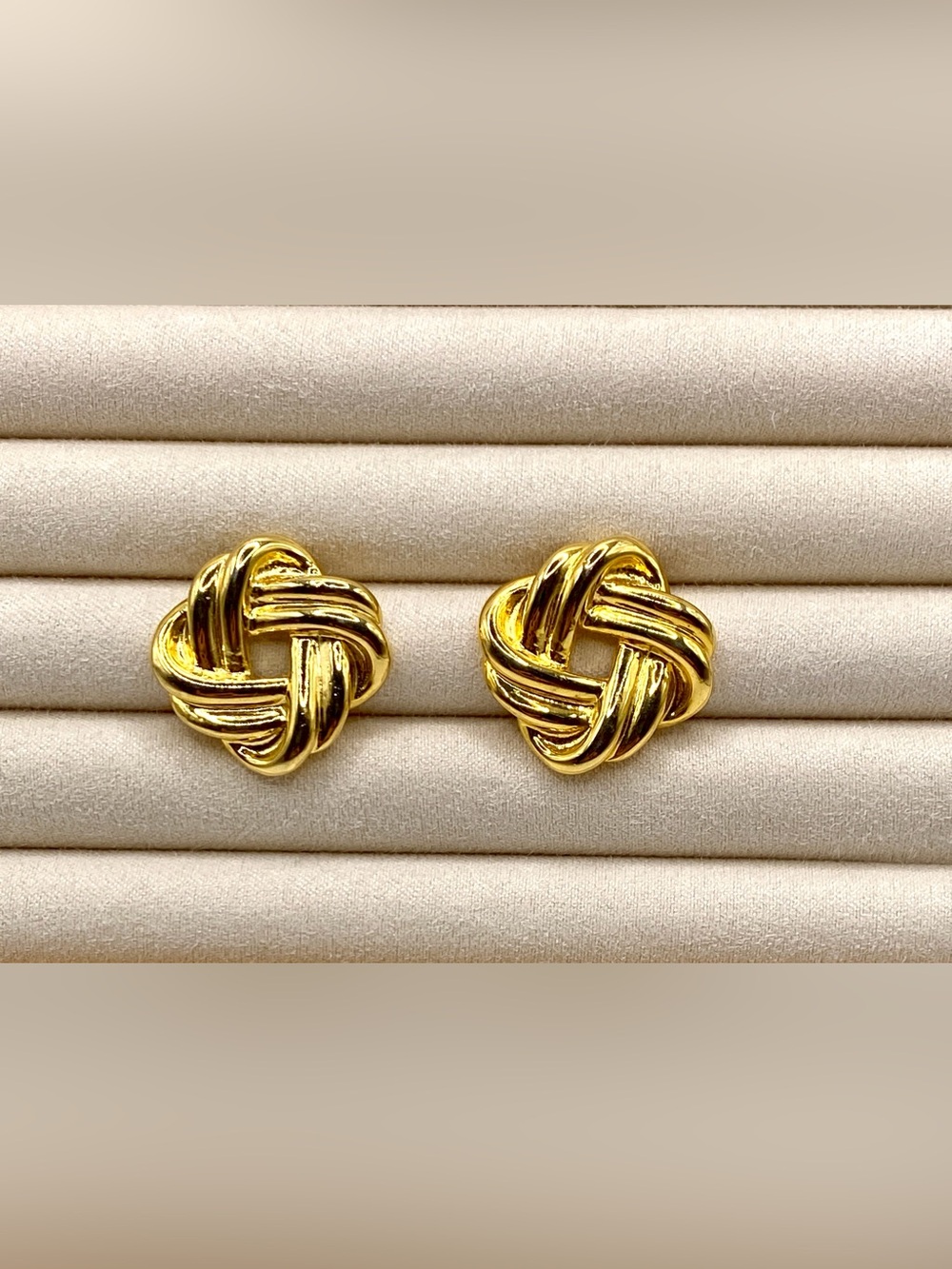 Vintage Gold Knot Statement Stud Earrings